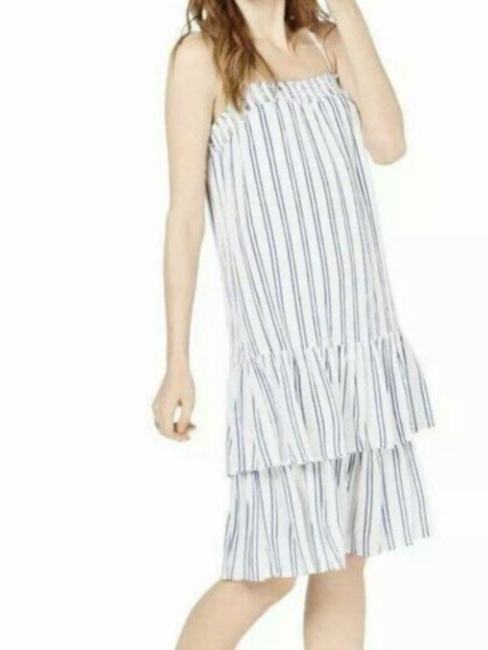 MICHAEL Michael Kors Striped Tiered Navy White Sundress Size XL